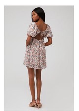 Minkpink Arve Floral Puff Sleeve Mini Dress Large Open Back Romantic Cottagecore