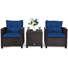 Costway 3 Piece Patio Furniture Set Outdoor All Weather Rattan Sofa Chair Set