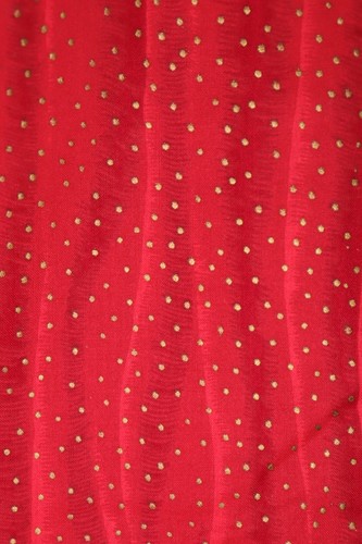 51"L x 44"W Concord Kessler Fabric Red with Lighter Streaks Gold Dots Holiday - Picture 3 of 8