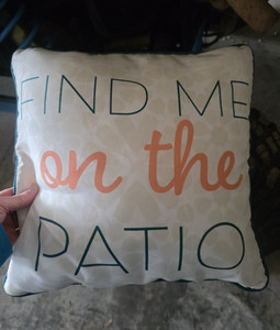 Two-Piece Patio Accent Pillow Set, Geometric & Text Design, White Orange Blue