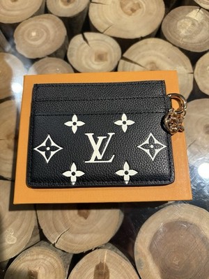 Women's Luxury Leather Card Holder Wallet Black With White Graphics Brand New