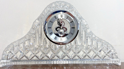 Large German Gorham Crystal Clock Lady Anne Silver Skeleton Clock