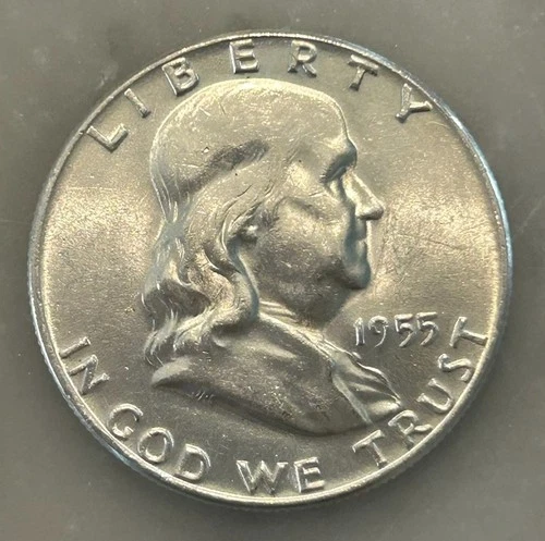 1955-P Franklin Half Dollar - AU - About Uncirculated - 90% Silver