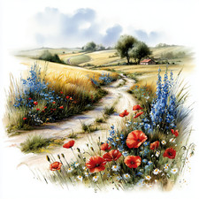 Wandbild Sommer Landschaft Kornfeld Mohnblumen Deko Bild Wanddeko Wandfliese