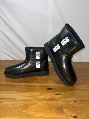 UGG Classic Clear Mini Waterproof Rain Boots S/N 1113190-BLK Women's Size 7