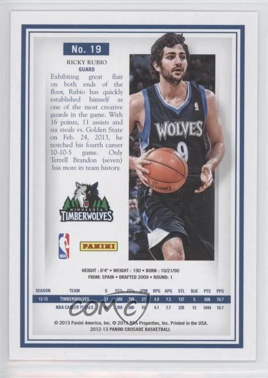 2012-13 Panini Crusade Ricky Rubio #19 - Image 2 of 2