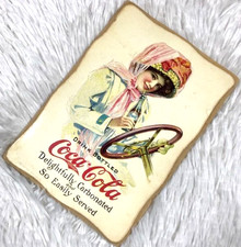 Vintage Coca-Cola Driving Fancy Lady Wood Wall Art Magnet