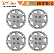 4X 14" Wheel Hub Caps Plastic Rim Covers Silver Cover Kit Fits R14 Tire & Rim