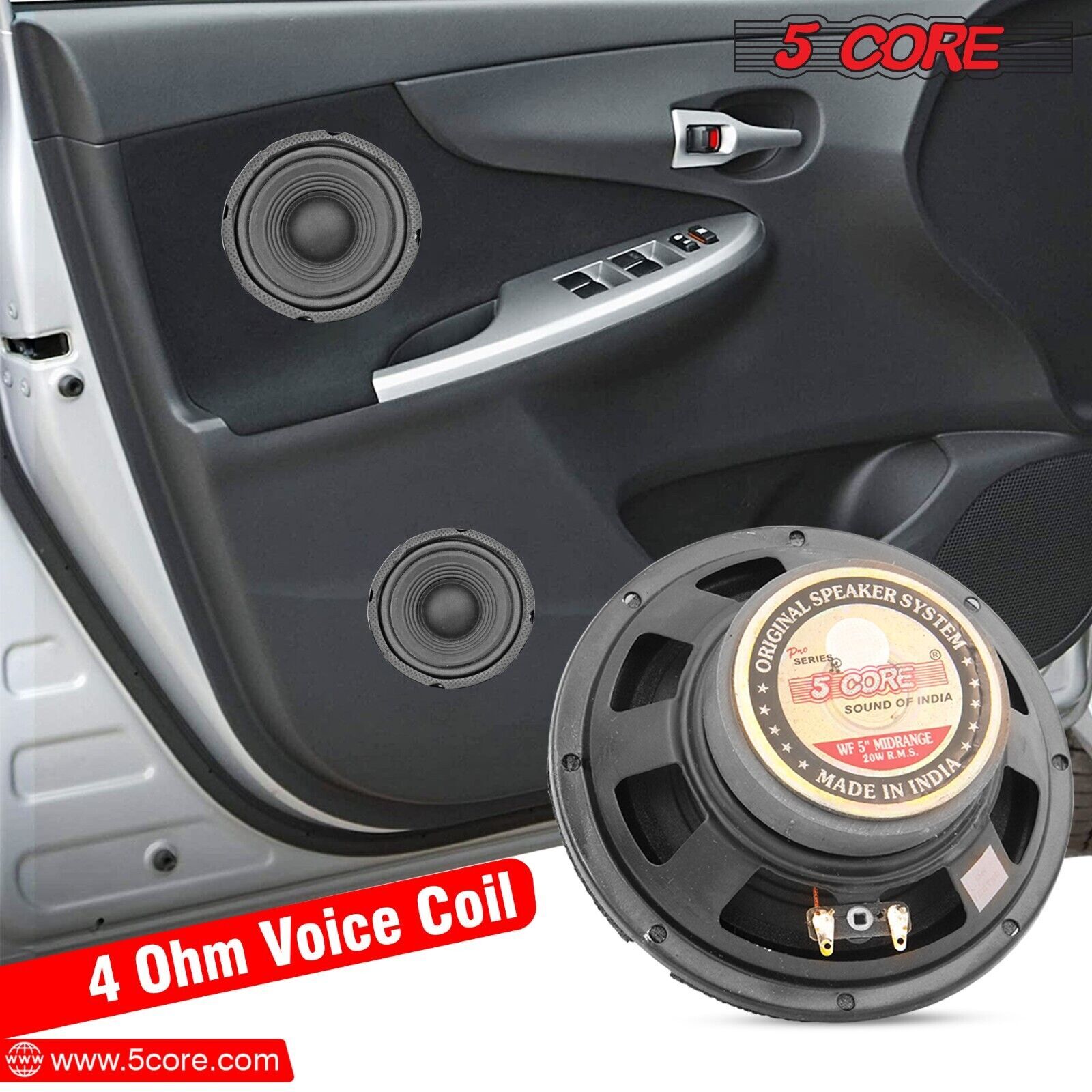 5Core Pair 5" inch Car Speaker Coaxial Way 200 Watt Speakers For Car