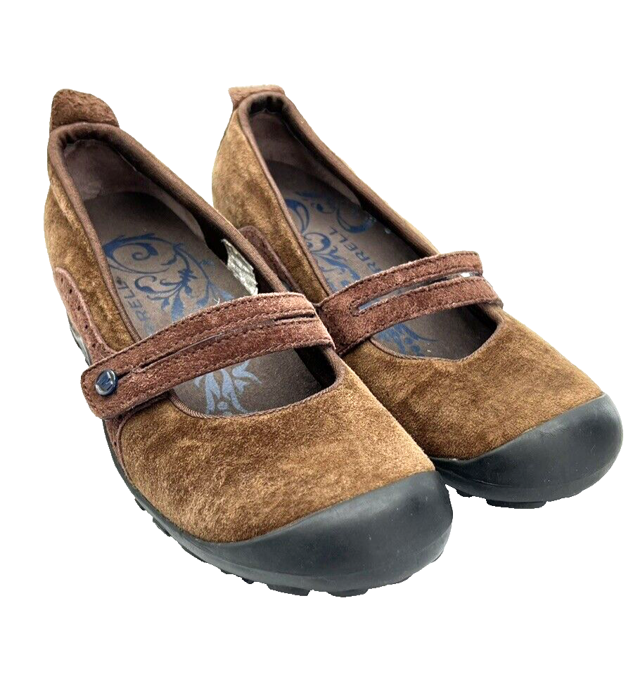 Merrell Plaza Bandeau Mary Jane scarpe con zeppa donna 8 pelle scamosciata rovere
