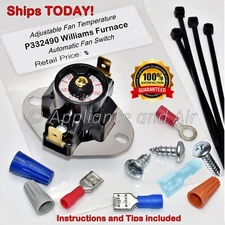 P332490 Williams Direct Vent Furnace Automatic Fan Blower Switch, Ships TODAY!