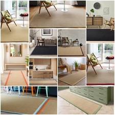 Sisal Natural Jute Bordered Rug Anti-Slip Living Room Medium Large Runner Rug