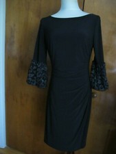 Ralph Lauren women's black lined lace crafted evening dress New