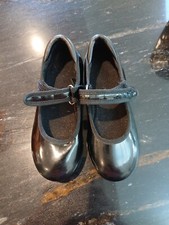 Girls Black Patent Leather Easy Strap Tap Dancing Shoes Size 9c