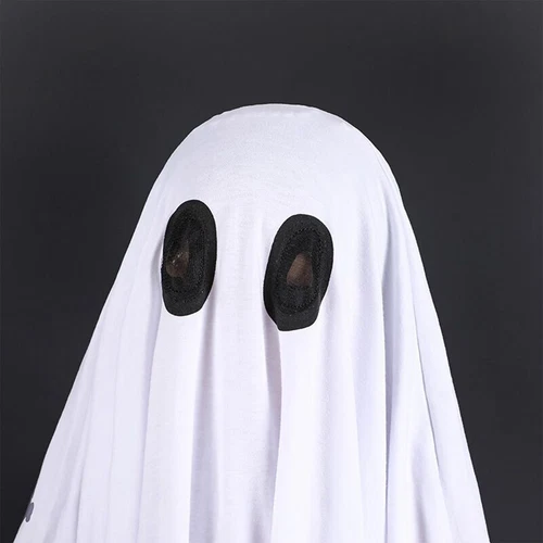 Kids Ghost Cape Costume White Ghost Costume Halloween Childs Fancy Dress Outfit - Picture 8 of 13