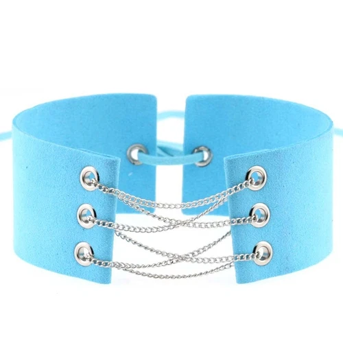 Gothic Samt breit mit Kette Choker Halskette Punk verstellbar Halsband Zubehör - Bild 45 von 55