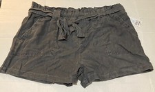 NWT Time and Tru Women's Belted Utility Shorts Tencel Black Size XL 16-18 