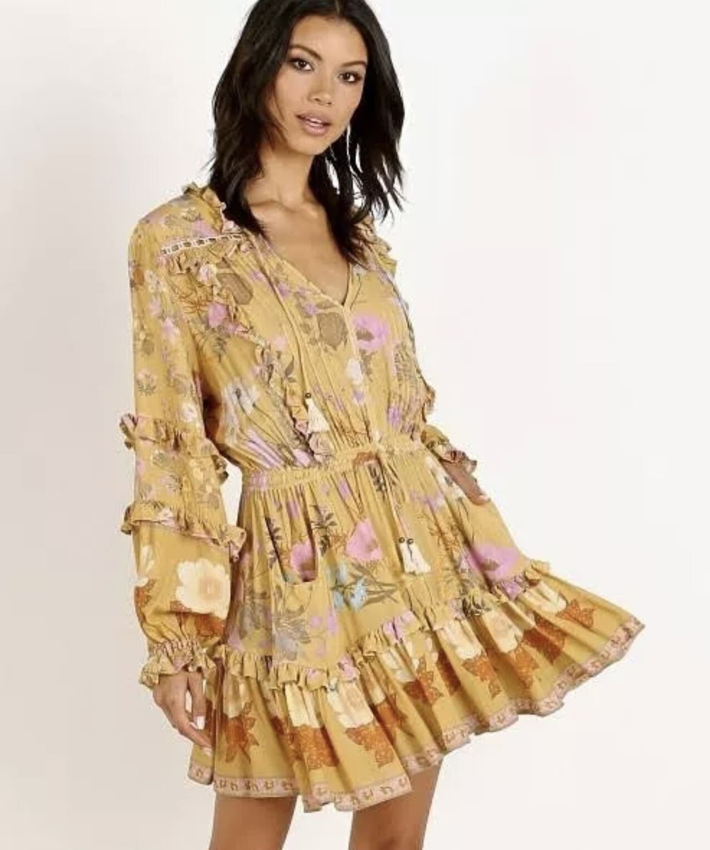 spell and the gypsy mini dress SPELL & THE GYPSY Purple Floral Dahlia Mini Dress EUC XS