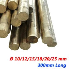 Length 300mm Solid Tin Bronze Round Rods Ø 10/12/15/18/20/25mm Bronze Alloy Bars
