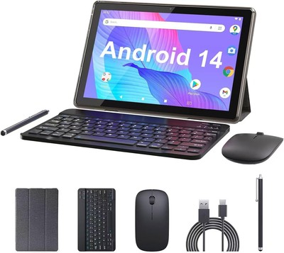 Tablet 10.1 Inch Android 12 OS Tableta 2 in 1 Tablets with Keyboard Mouse