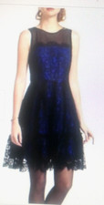 New Anthropologie Moulinette Soeurs 4 Black Lace Blue Underlay Illusion Dress