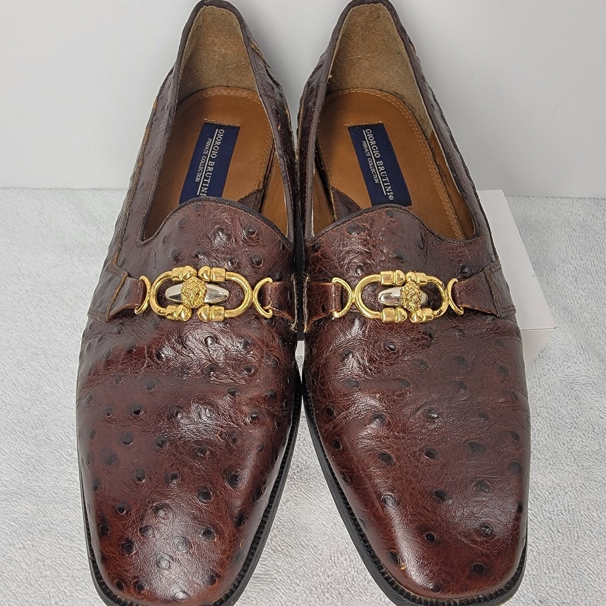Giorgio Brutini Tan Ostrich-Textured Loafers with Gold Bit 05-05-01 Mens Giorgio Brutini - Etsy main image 2