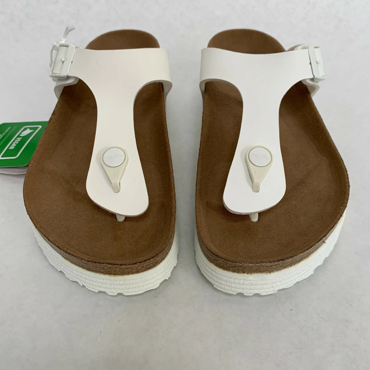New w o Box Birks Papillio Gizeh Grooved Platform White Vegan