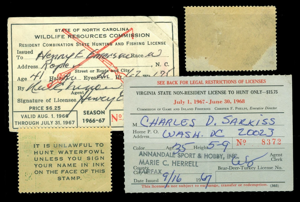 US 1938-1968  DUCK STAMPS small collection  inc. Sc# RW5 mint (defective) - Image 2 of 2