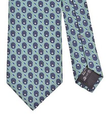 Ermenegildo Zegna Green Woven Geometric Octagon Spotted Silk Tie