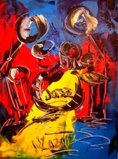MODERN ABSTRACT DRUMS LARGE ORIGINAL impasto OIL PAINTING FF44