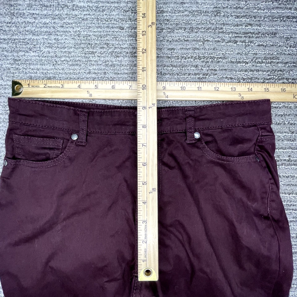 Pantalones de vestir para mujer Buffalo talla 6/28 Hope tiro medio ajustados elásticos borgoña Foto 3 de 4