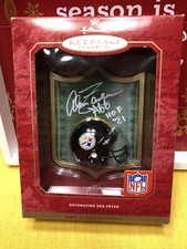 2001 Hallmark Ornament Pittsburgh Steelers Helmet Signed By Alan Faneca HOF 2021