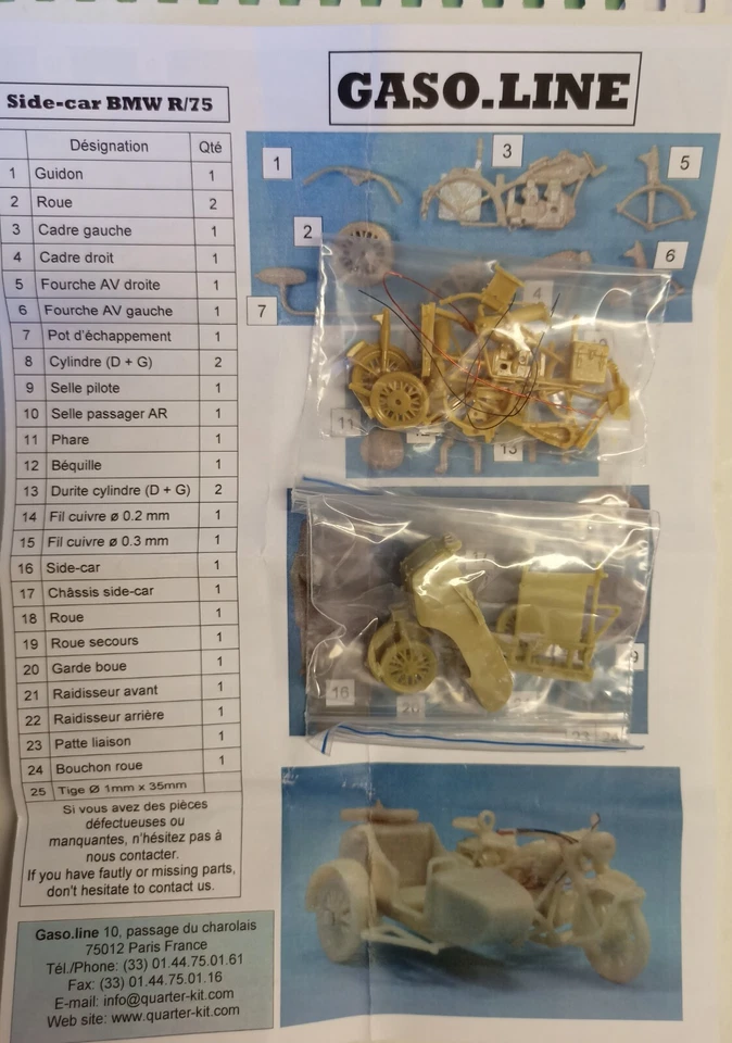 MODELLISMO- German Motorcycliste DAK+Sidecar BMW R/75 - GASO_LINE 1/48 scale - Immagine 4 di 4