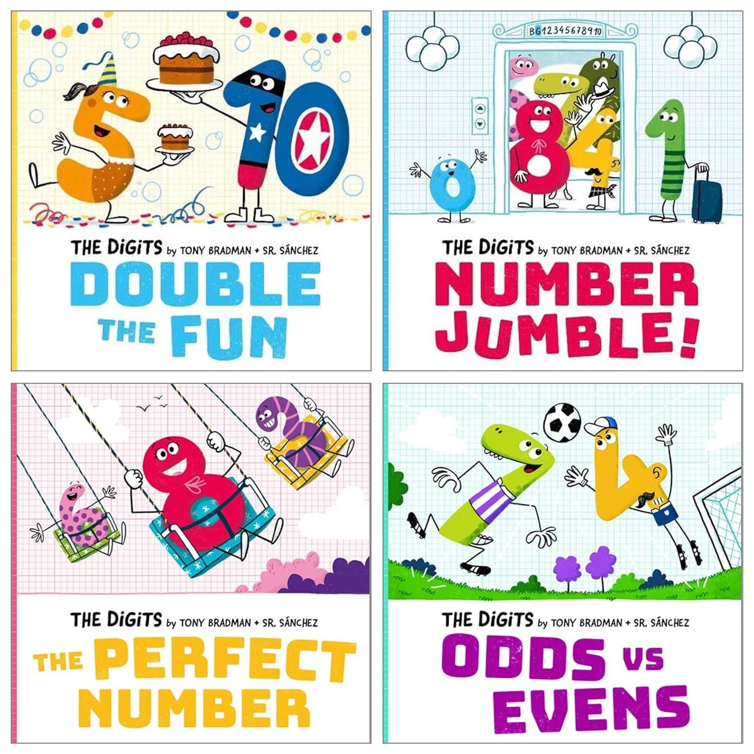 The Digits Series 4 Books Collection Set by Tony Bradman Perfect Number