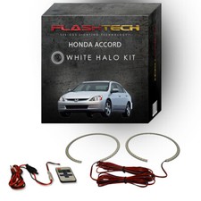 White Angel Eye Led Halo Kit Rf Remote For 2003-2007 Honda Accord Headlights