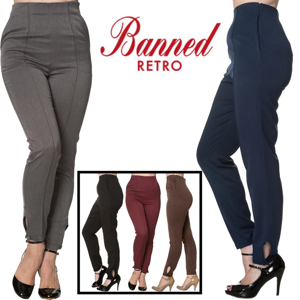 Banned Apparel Tempting Fate Stretchy Shaping High Waist Slim Fit Trousers