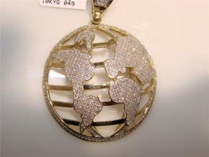 Authentic Men's 2Ct Round Cut Real Moissanite Globe Charm Pendant 14K Yellow Gold Plated