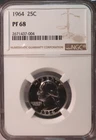 1964 Proof Washington Quarter, NGC PF68, Stunner!