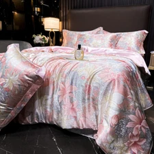Mulberry Silk Bedding Set Luxury Smooth Duvet Cover Fitted/Flat Sheet Pillowcase