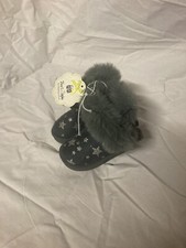 New First Steps Charcoal Grey w/Faux Fur Baby Booties Size 3