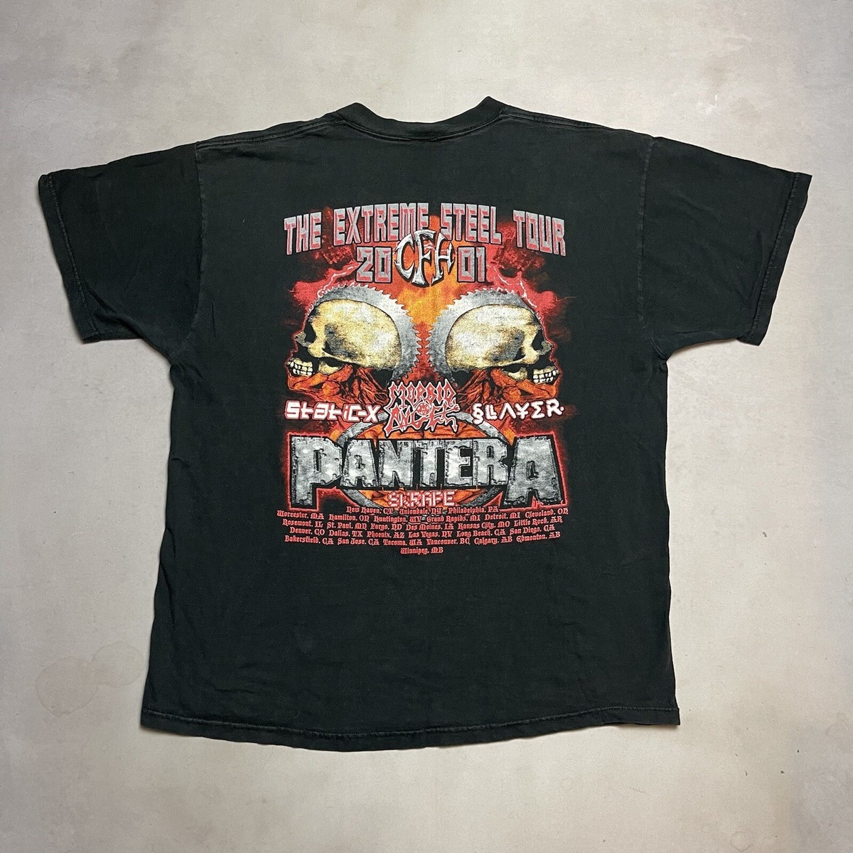 Vintage Pantera Extreme Steel Tour T-Shirt Morbid Angel Slayer CFH