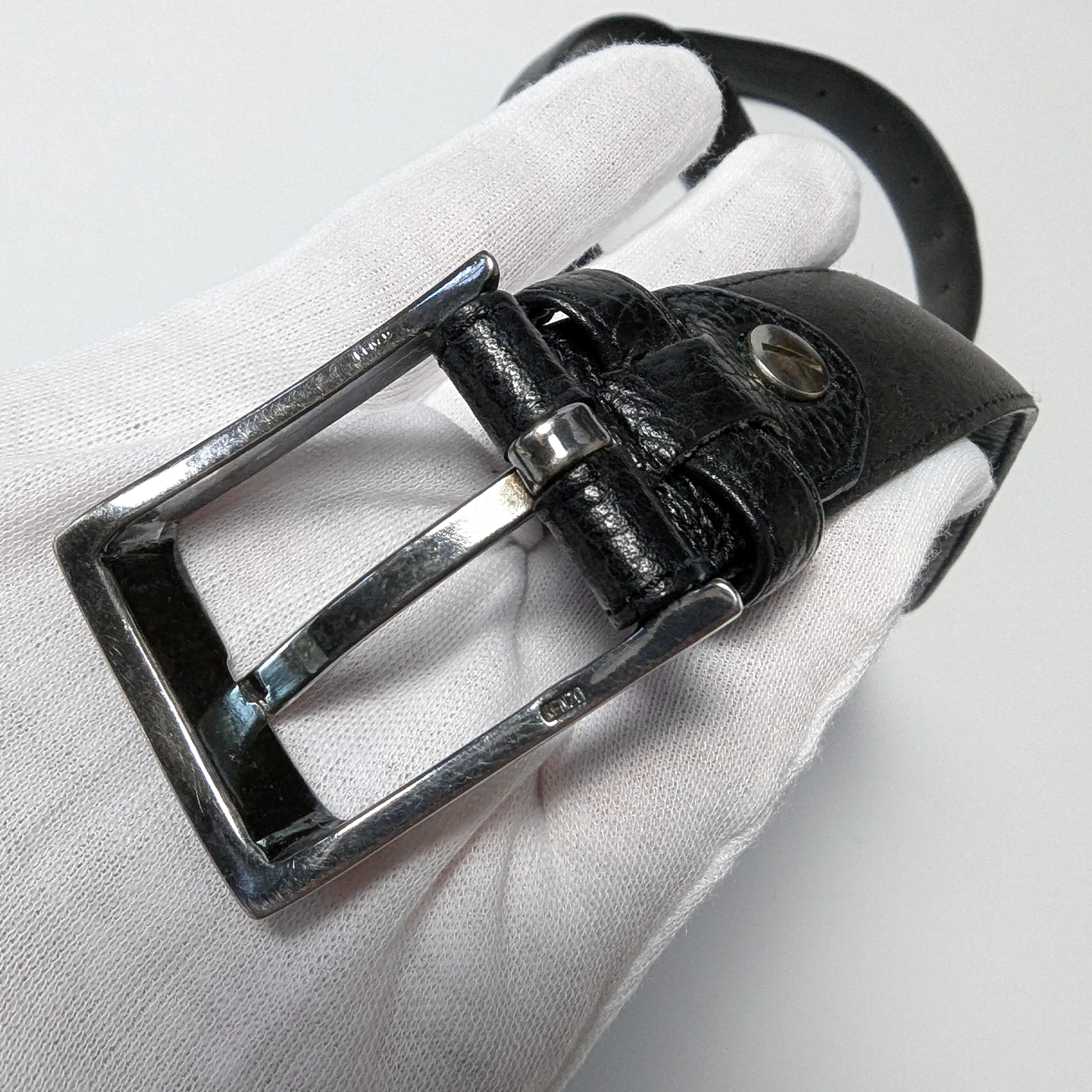 Cintura abito Kenzo vintage anni 90 pelle nera fibbia metallo classica taglia 32 34 M