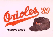 Baltimore Orioles 1989 Schedule MLB Baseball