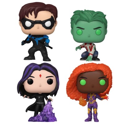 Funko Pop! Television DC HBO MAX TITANS Beast Boy Nightwing Raven Starfire SET