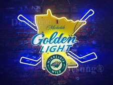 New Minnesota Wild Michelob Golden Neon Light Sign 24"x20" Beer Cave Gift Lamp