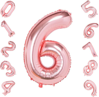 40'' Inch Large Rose Gold Number 6 Foil Balloon For Birthday Anniversary Party