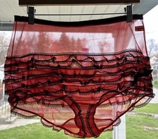 Vtg Panties Nylon Lace Ruffle Sheer Rumba Granny RARE Nylon Gusset Seamprufe 32  