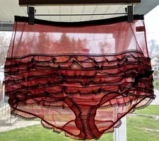 Vtg Panties Nylon Lace Ruffle Sheer Rumba Granny RARE Nylon Gusset Seamprufe 32”