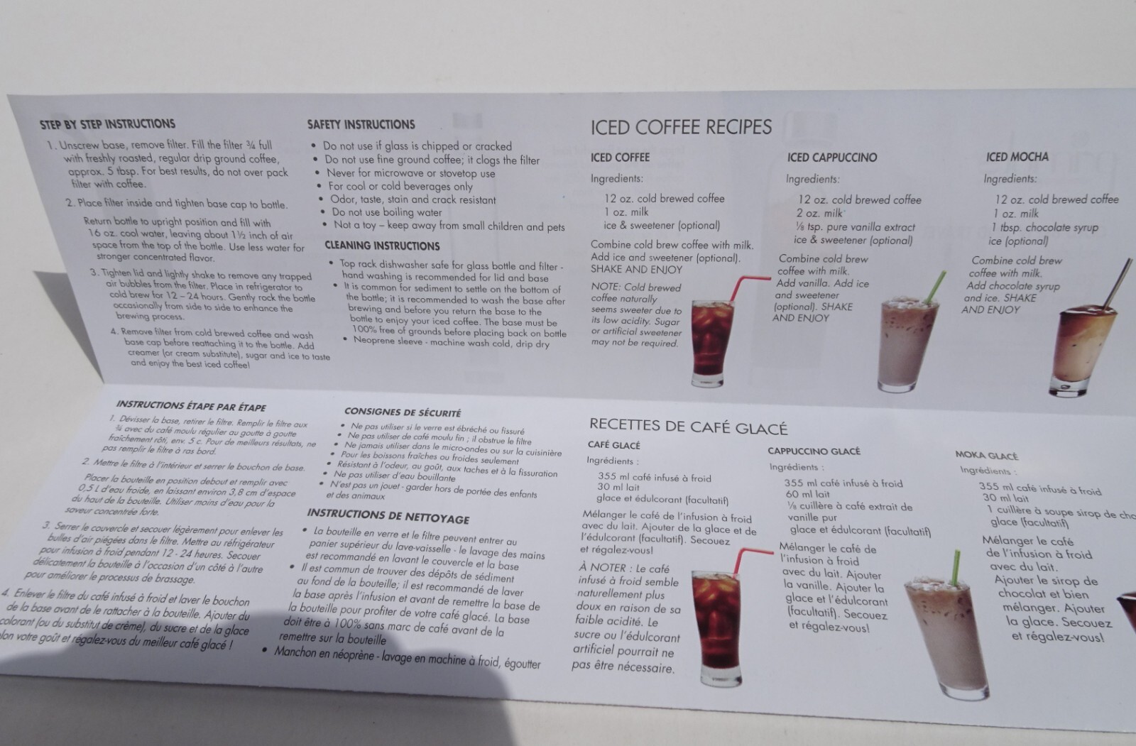 Primula Cold Brew Travel Bottle Glass Iced Coffee To Go Neoprene Sleeve NIB 20oz