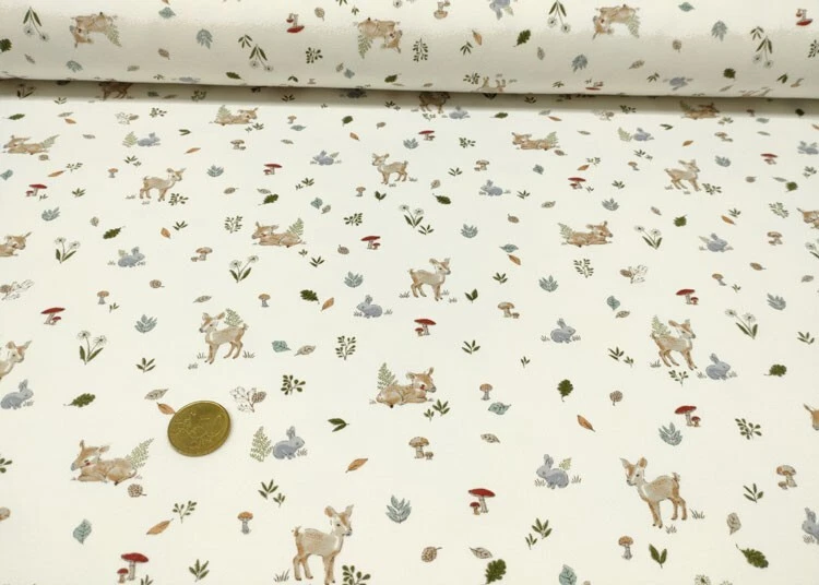 Naipe ecru Sweatshirtstoff Hilco Sweaty Kinderstoff Babystoff Stoff Tiere 50 cm - Bild 2 von 2